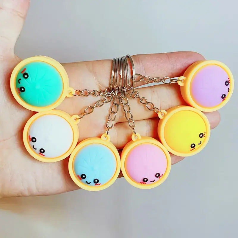 Squeeze Away Stress with the Light-Up Dumpling Fidget Keychain!