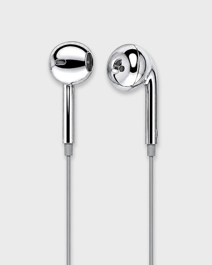 Wired Chrome Finish Earbuds, Plug & Play Zero Latency Stereo Earphones for Commute & Gaming