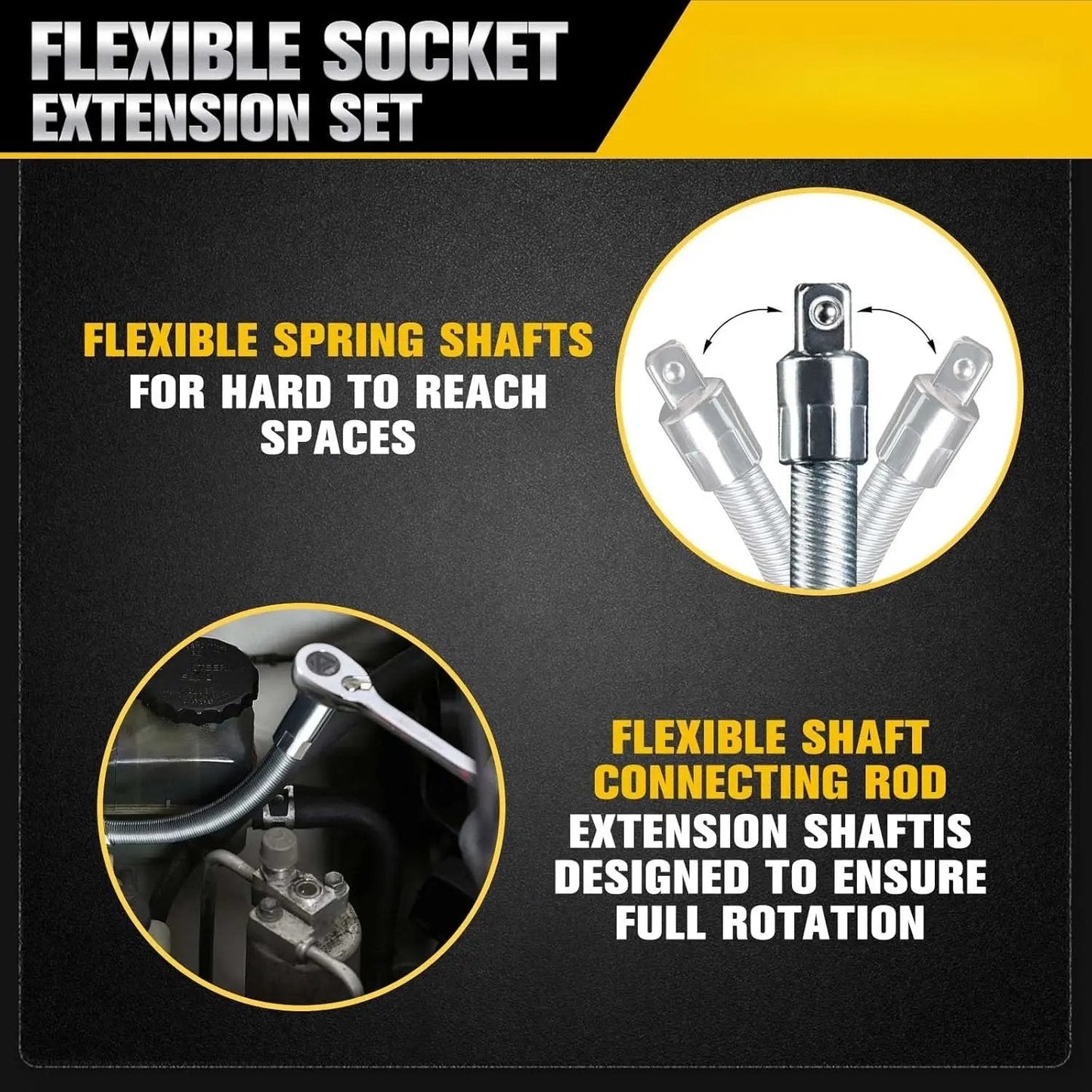 🔧 Flexible Socket Extension Rod Set  | Reaches All Hidden Bolts For Car & Home Repairs