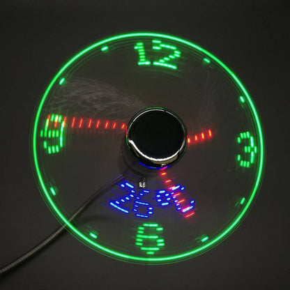 🎁USB LED Clock Fan ⏱️ | Real-Time Time & Temperature Display, Quiet Mini USB Fan for Office Desk, Home, Travel & Promotional Gifts 🎨