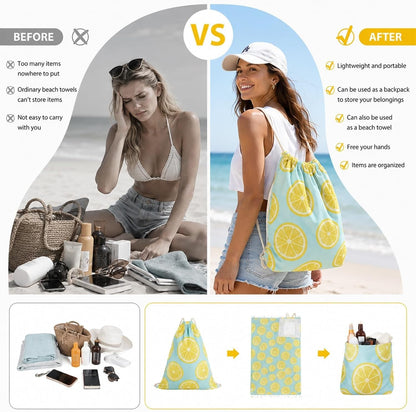 🏖️🏊‍♀️2‑in‑1 Convertible Beach Towel & Drawstring Backpack