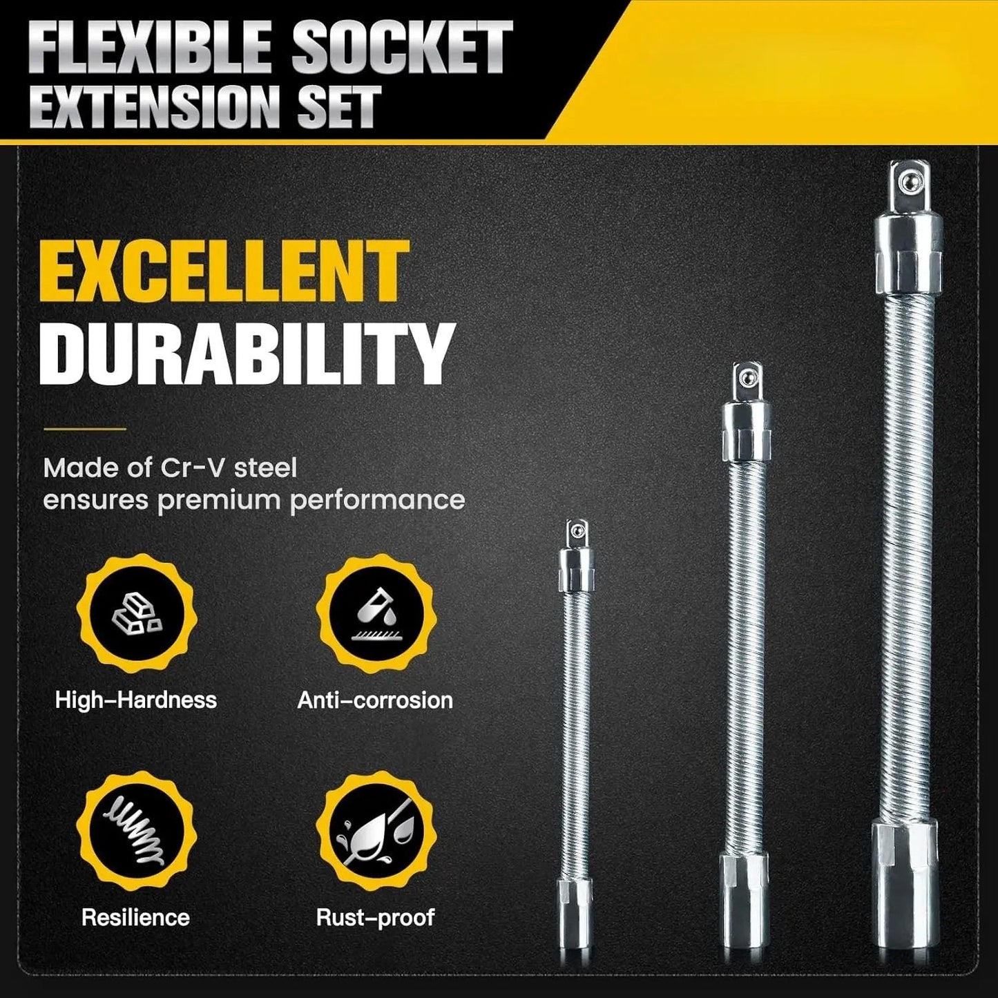 🔧 Flexible Socket Extension Rod Set  | Reaches All Hidden Bolts For Car & Home Repairs