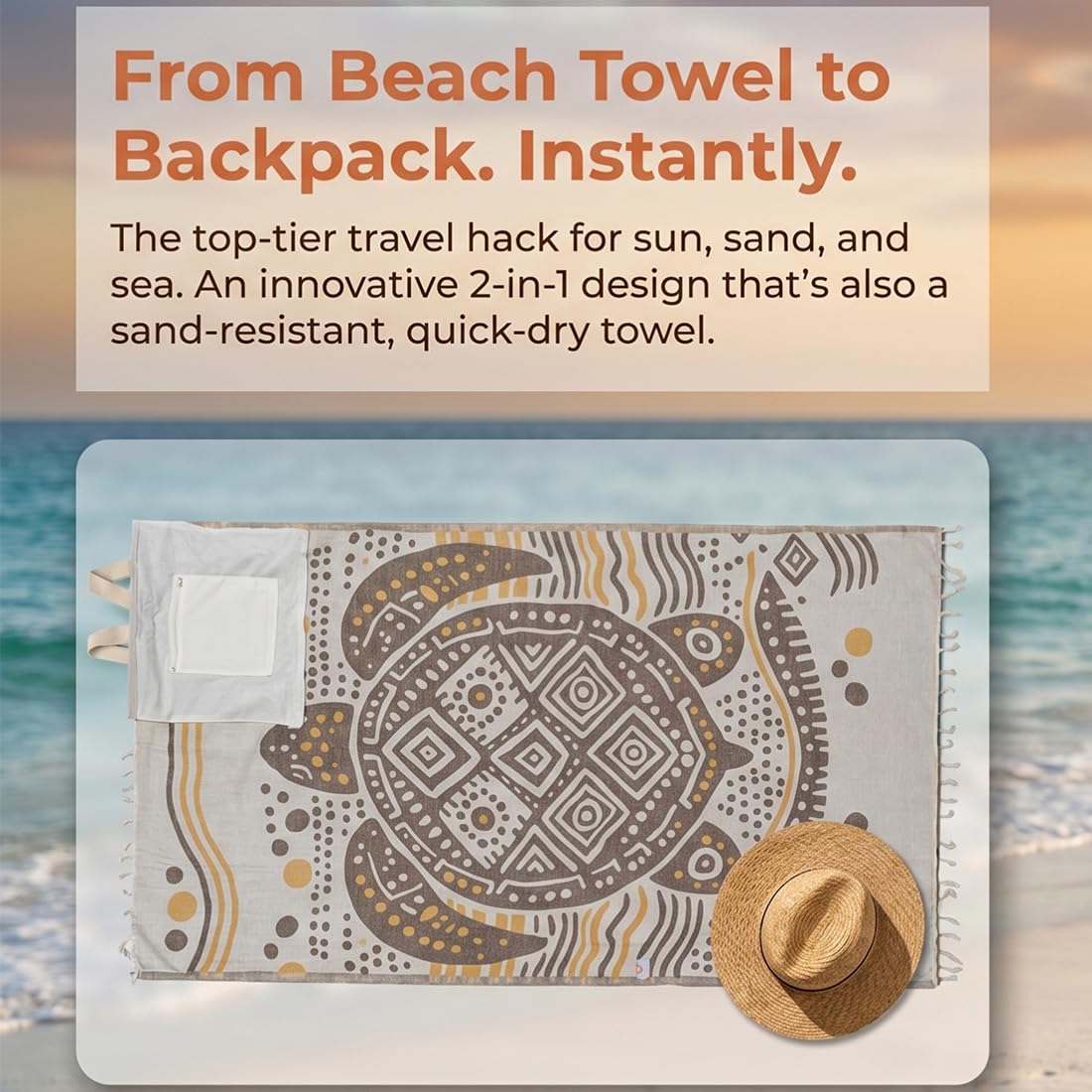 🏖️🏊‍♀️2‑in‑1 Convertible Beach Towel & Drawstring Backpack