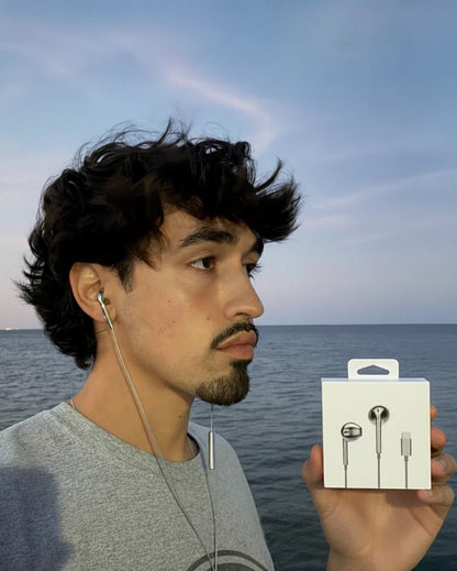 Wired Chrome Finish Earbuds, Plug & Play Zero Latency Stereo Earphones for Commute & Gaming