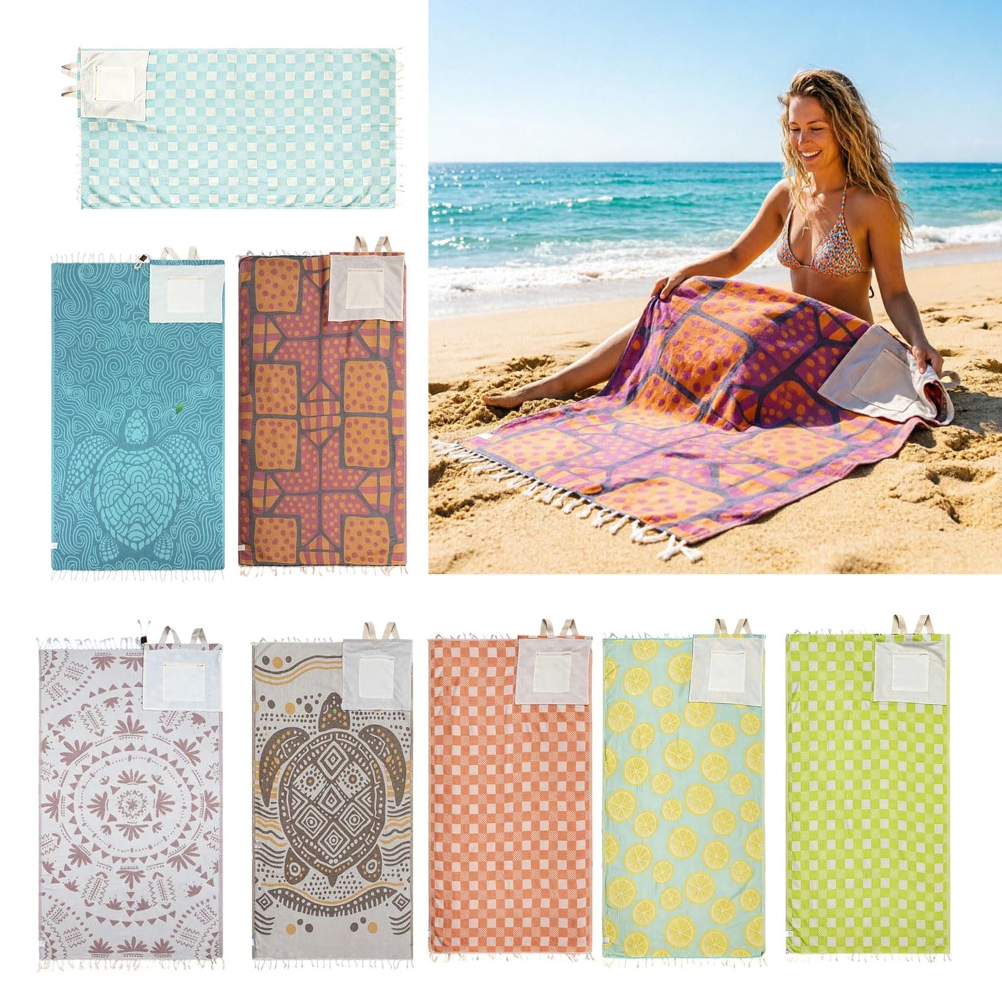 🏖️🏊‍♀️2‑in‑1 Convertible Beach Towel & Drawstring Backpack