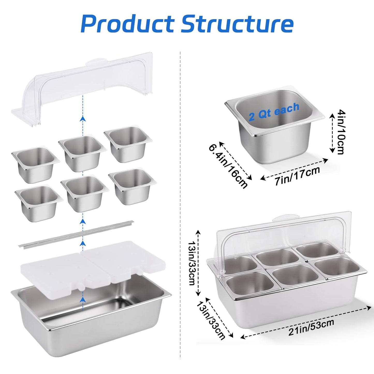 ZENFY™ 6-Pan Chilled & Warm Party Server Set (with Ice Packs & Serving Tools)