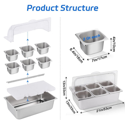 ZENFY™ 6-Pan Chilled & Warm Party Server Set (with Ice Packs & Serving Tools)