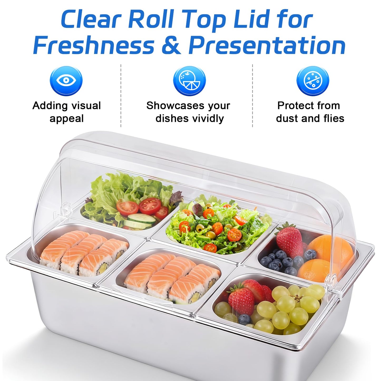 ZENFY™ 6-Pan Chilled & Warm Party Server Set (with Ice Packs & Serving Tools)