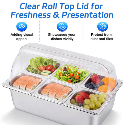 ZENFY™ 6-Pan Chilled & Warm Party Server Set (with Ice Packs & Serving Tools)