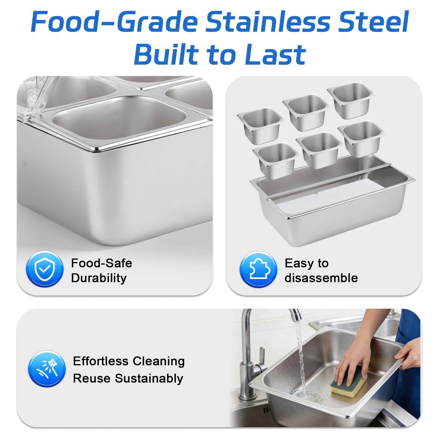 ZENFY™ 6-Pan Chilled & Warm Party Server Set (with Ice Packs & Serving Tools)