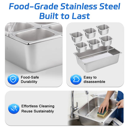 ZENFY™ 6-Pan Chilled & Warm Party Server Set (with Ice Packs & Serving Tools)