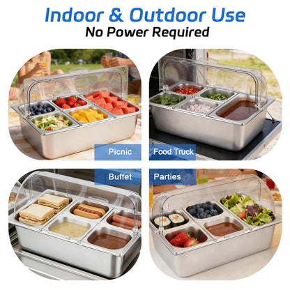 ZENFY™ 6-Pan Chilled & Warm Party Server Set (with Ice Packs & Serving Tools)