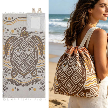 🏖️🏊‍♀️2‑in‑1 Convertible Beach Towel & Drawstring Backpack
