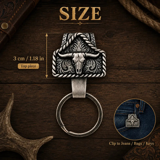 📎Handmade Cow Tag Belt Key Holder with Copper Initial