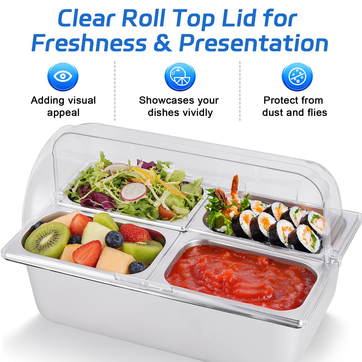 ZENFY™ 6-Pan Chilled & Warm Party Server Set (with Ice Packs & Serving Tools)
