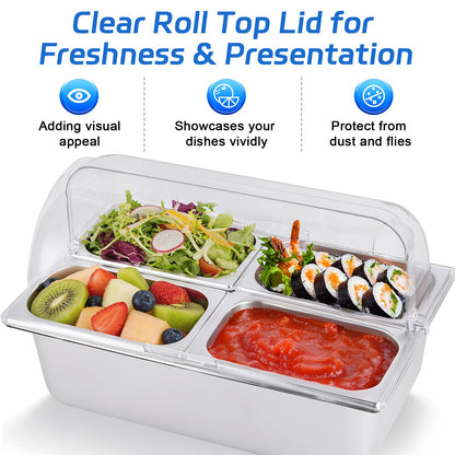ZENFY™ 6-Pan Chilled & Warm Party Server Set (with Ice Packs & Serving Tools)