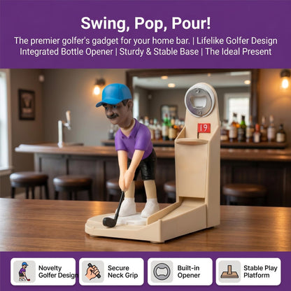 ⛳🍺✨Hook-It Harry Golfer Bottle Cap Launcher | Interactive Beer Opener, Funny Golf-Themed Novelty Gift for Golf Lovers, Party Bar Tool