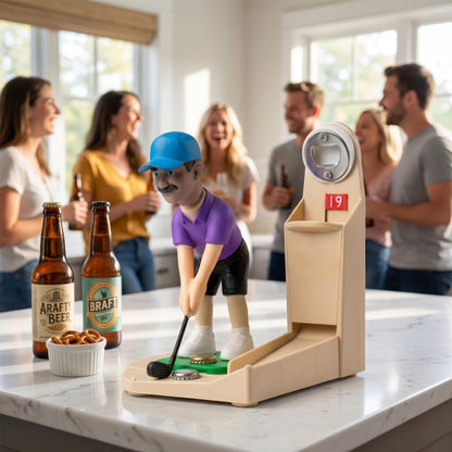 ⛳🍺✨Hook-It Harry Golfer Bottle Cap Launcher | Interactive Beer Opener, Funny Golf-Themed Novelty Gift for Golf Lovers, Party Bar Tool