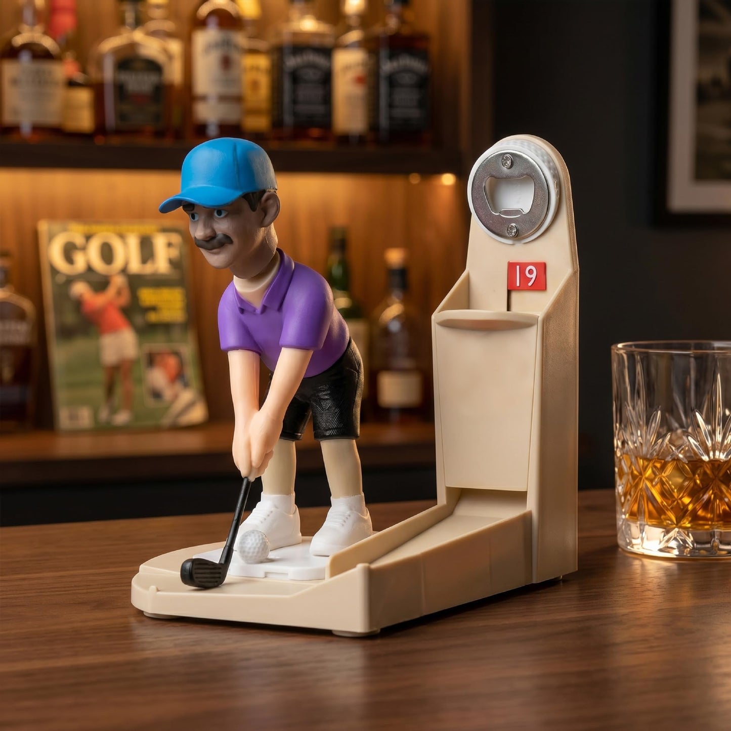 ⛳🍺✨Hook-It Harry Golfer Bottle Cap Launcher | Interactive Beer Opener, Funny Golf-Themed Novelty Gift for Golf Lovers, Party Bar Tool