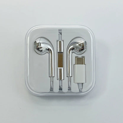 Wired Chrome Finish Earbuds, Plug & Play Zero Latency Stereo Earphones for Commute & Gaming