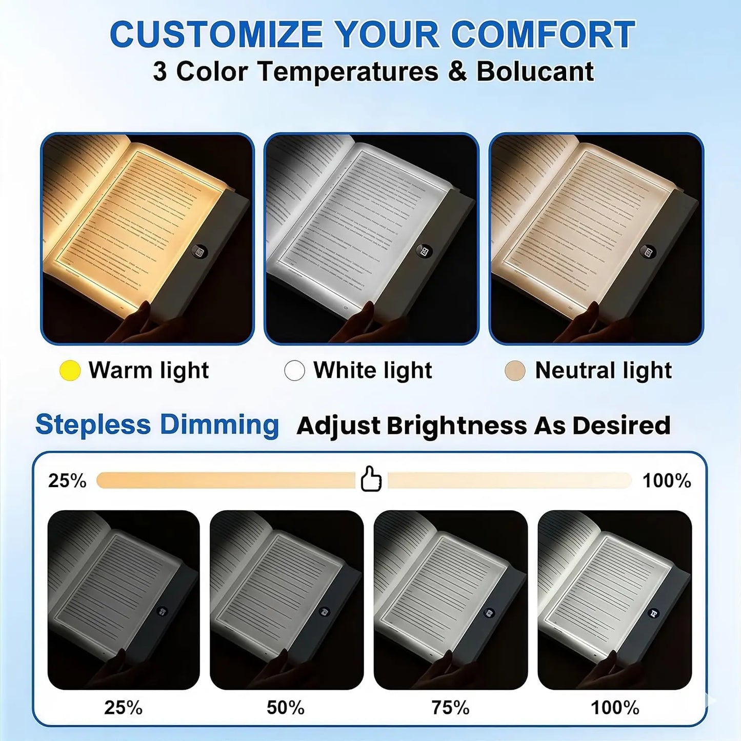 Rechargeable Dimmable LED Reading Light 3 Color Timed Off Desk Lamp